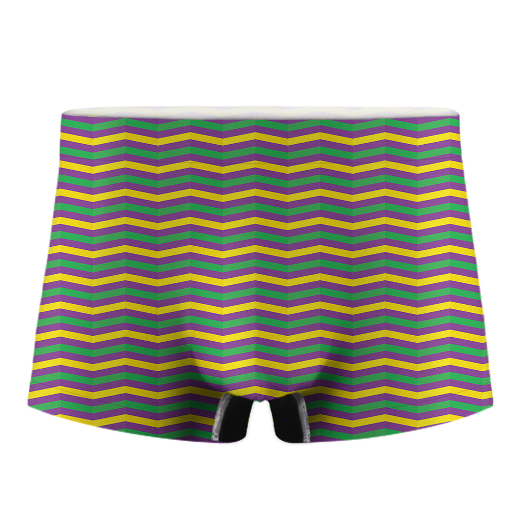 Mardi Gras Fat Tuesday Chevron Print Men's Boxer Briefs