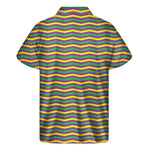 Mardi Gras Fat Tuesday Chevron Print Men's Short Sleeve Shirt