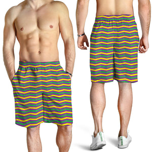 Mardi Gras Fat Tuesday Chevron Print Men's Shorts