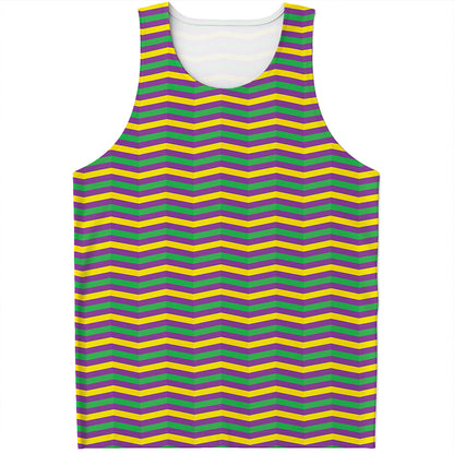 Mardi Gras Fat Tuesday Chevron Print Men's Tank Top