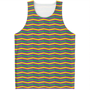 Mardi Gras Fat Tuesday Chevron Print Men's Tank Top