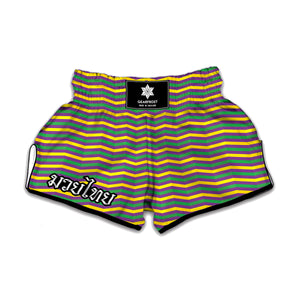 Mardi Gras Fat Tuesday Chevron Print Muay Thai Boxing Shorts