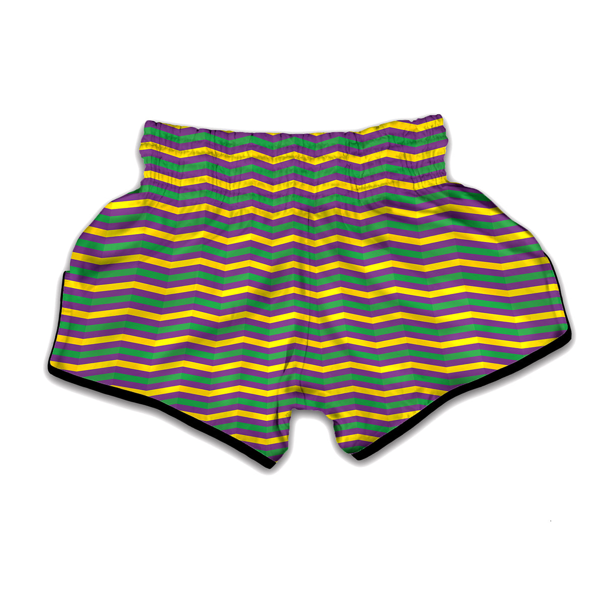 Mardi Gras Fat Tuesday Chevron Print Muay Thai Boxing Shorts