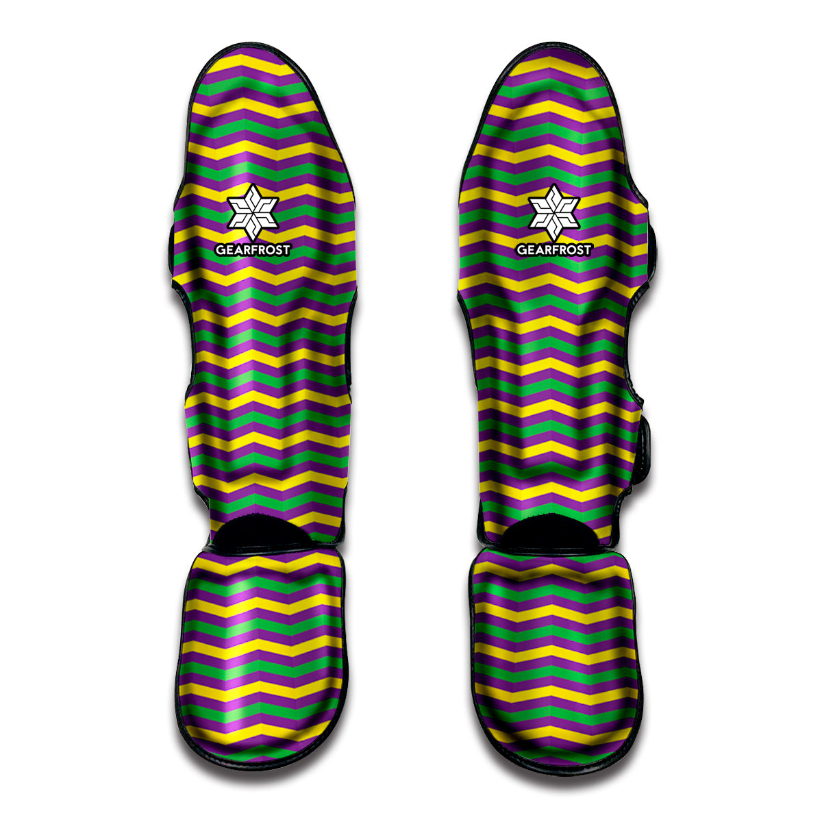 Mardi Gras Fat Tuesday Chevron Print Muay Thai Shin Guard