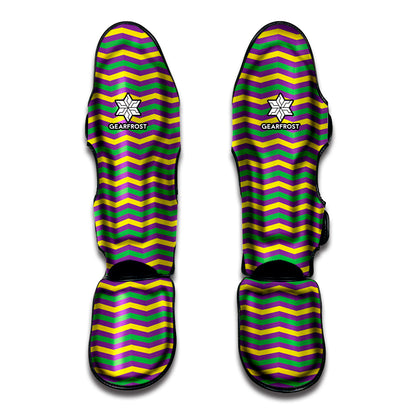 Mardi Gras Fat Tuesday Chevron Print Muay Thai Shin Guard