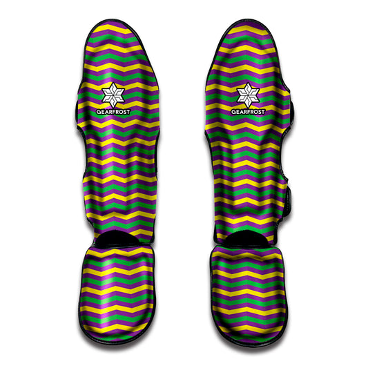 Mardi Gras Fat Tuesday Chevron Print Muay Thai Shin Guard