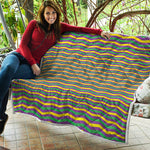 Mardi Gras Fat Tuesday Chevron Print Quilt