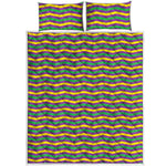 Mardi Gras Fat Tuesday Chevron Print Quilt Bed Set