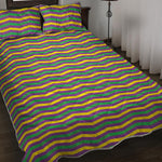 Mardi Gras Fat Tuesday Chevron Print Quilt Bed Set