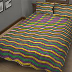 Mardi Gras Fat Tuesday Chevron Print Quilt Bed Set