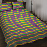 Mardi Gras Fat Tuesday Chevron Print Quilt Bed Set