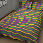 Mardi Gras Fat Tuesday Chevron Print Quilt Bed Set