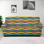 Mardi Gras Fat Tuesday Chevron Print Sofa Cover