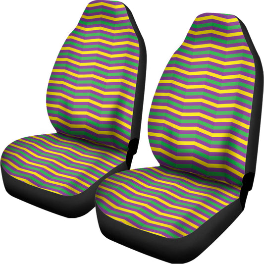 Mardi Gras Fat Tuesday Chevron Print Universal Fit Car Seat Covers
