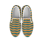 Mardi Gras Fat Tuesday Chevron Print White Slip On Shoes