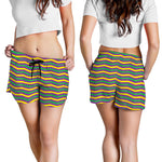 Mardi Gras Fat Tuesday Chevron Print Women's Shorts