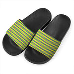 Mardi Gras Fat Tuesday Pattern Print Black Slide Sandals