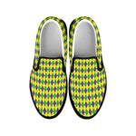Mardi Gras Fat Tuesday Pattern Print Black Slip On Shoes