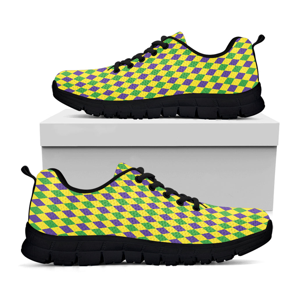 Mardi Gras Fat Tuesday Pattern Print Black Sneakers