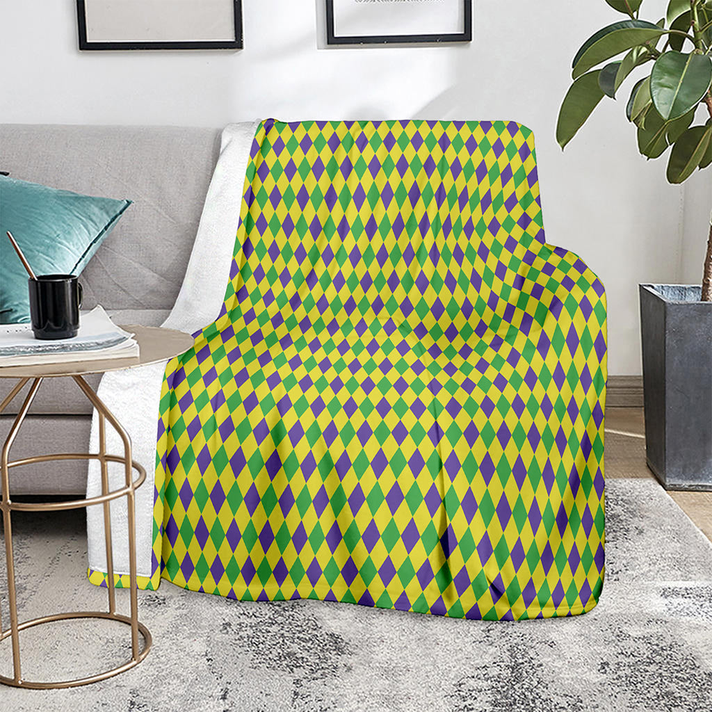 Mardi Gras Fat Tuesday Pattern Print Blanket