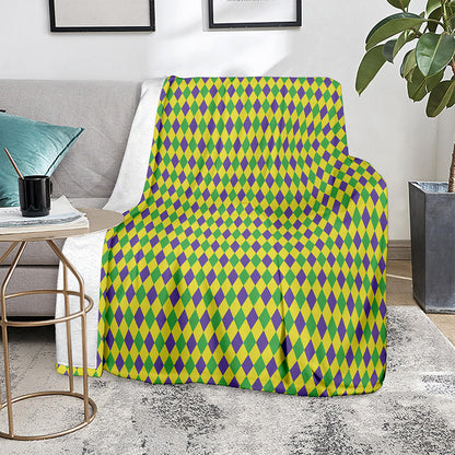 Mardi Gras Fat Tuesday Pattern Print Blanket