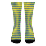 Mardi Gras Fat Tuesday Pattern Print Crew Socks