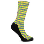 Mardi Gras Fat Tuesday Pattern Print Crew Socks