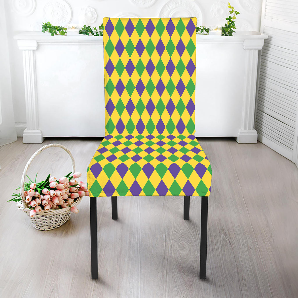 Mardi Gras Fat Tuesday Pattern Print Dining Chair Slipcover