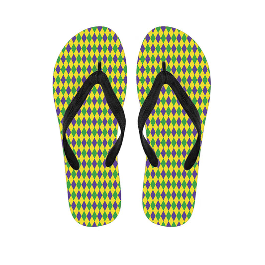Mardi Gras Fat Tuesday Pattern Print Flip Flops