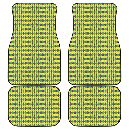 Mardi Gras Fat Tuesday Pattern Print Front and Back Car Floor Mats