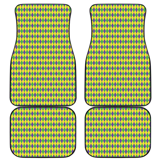 Mardi Gras Fat Tuesday Pattern Print Front and Back Car Floor Mats