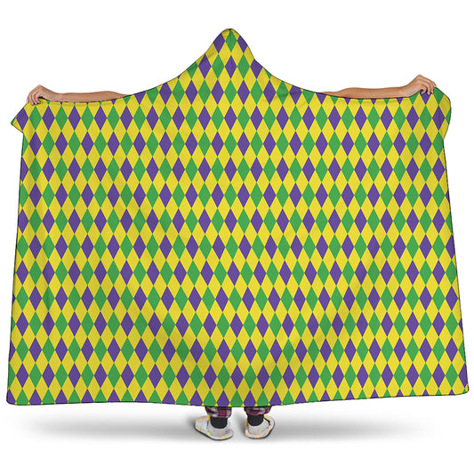 Mardi Gras Fat Tuesday Pattern Print Hooded Blanket