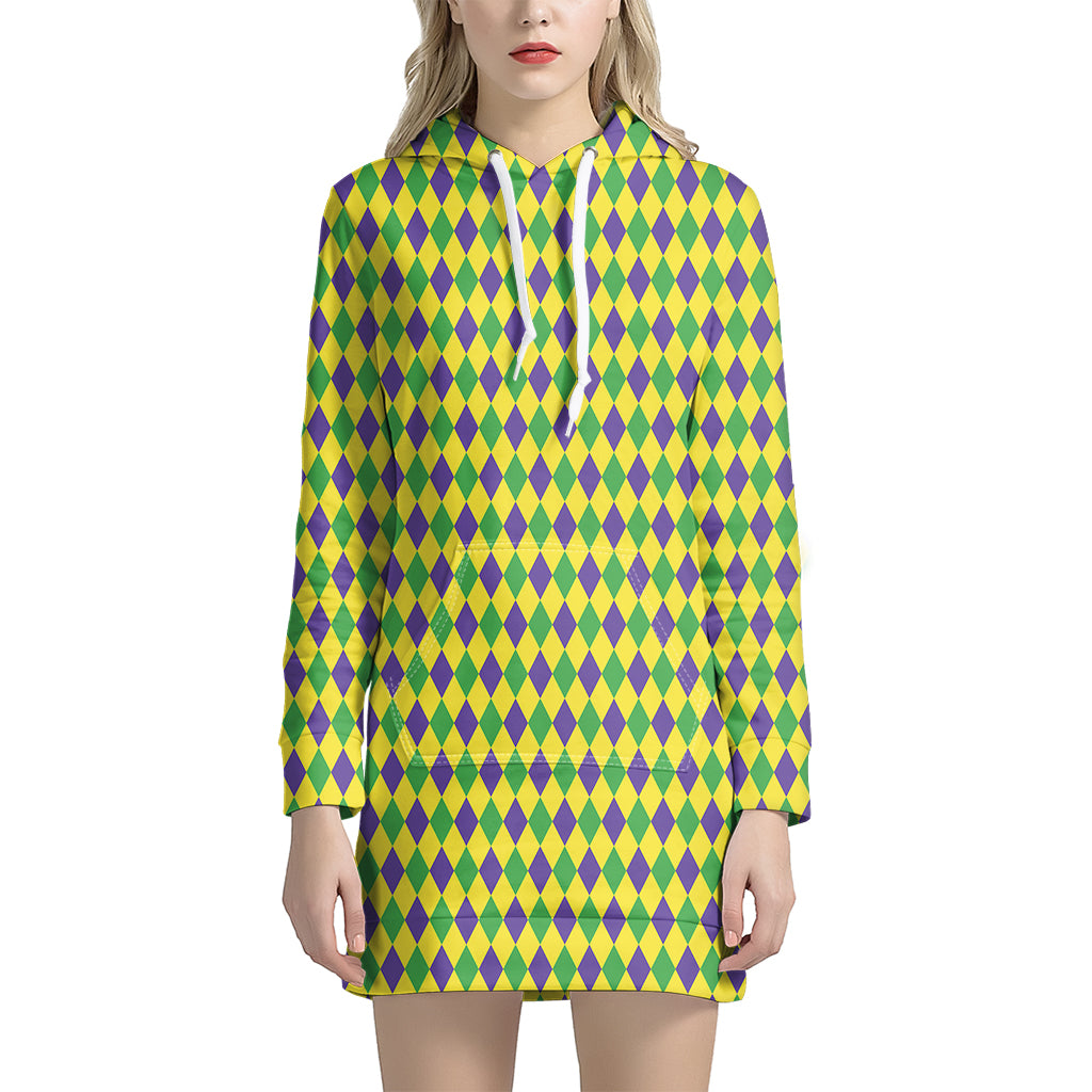 Mardi Gras Fat Tuesday Pattern Print Hoodie Dress