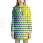 Mardi Gras Fat Tuesday Pattern Print Hoodie Dress