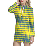 Mardi Gras Fat Tuesday Pattern Print Hoodie Dress