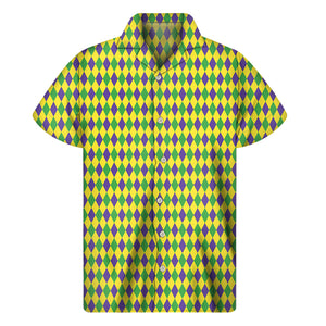 Mardi Gras Fat Tuesday Pattern Print Men's Short Sleeve Shirt