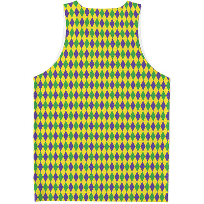 Mardi Gras Fat Tuesday Pattern Print Men's Tank Top