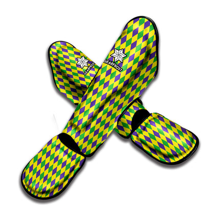 Mardi Gras Fat Tuesday Pattern Print Muay Thai Shin Guard