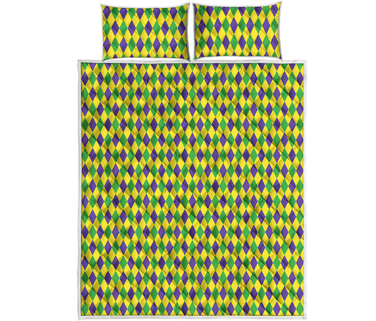 Mardi Gras Fat Tuesday Pattern Print Quilt Bed Set