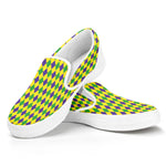 Mardi Gras Fat Tuesday Pattern Print White Slip On Shoes