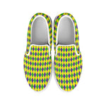 Mardi Gras Fat Tuesday Pattern Print White Slip On Shoes