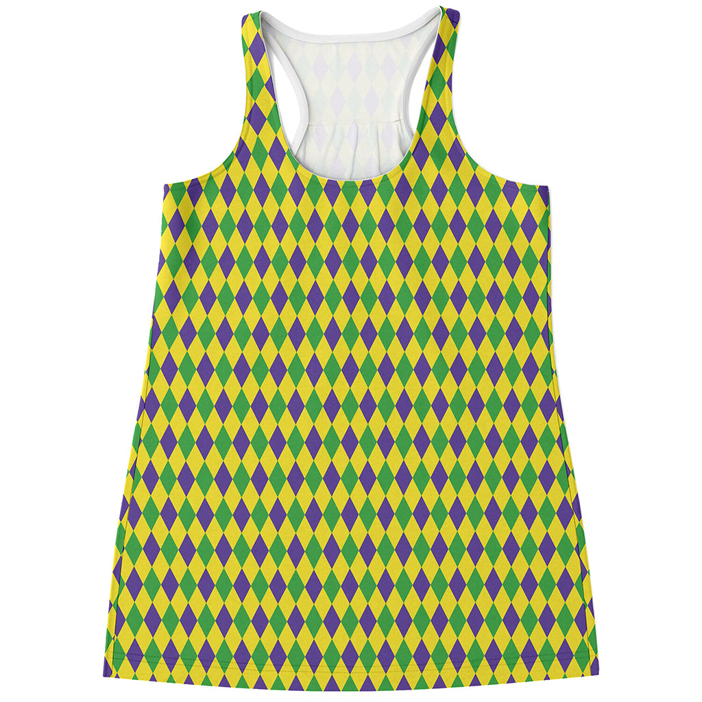 Mardi Gras Fat Tuesday Pattern Print Women's Racerback Tank Top