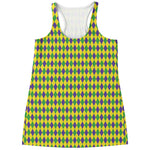 Mardi Gras Fat Tuesday Pattern Print Women's Racerback Tank Top
