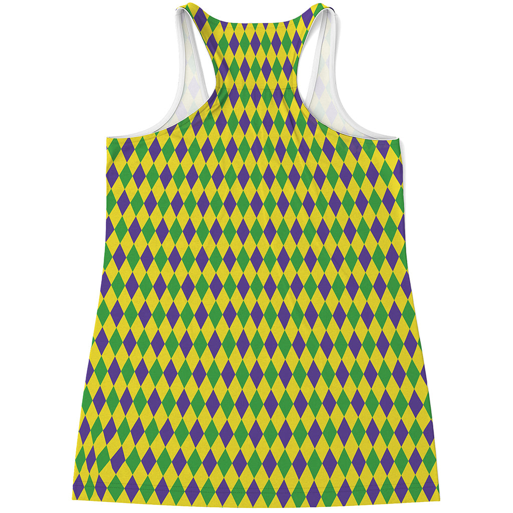 Mardi Gras Fat Tuesday Pattern Print Women's Racerback Tank Top
