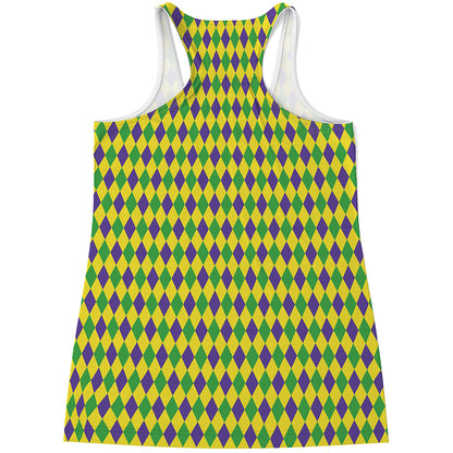 Mardi Gras Fat Tuesday Pattern Print Women's Racerback Tank Top