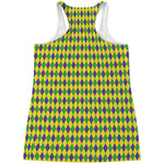 Mardi Gras Fat Tuesday Pattern Print Women's Racerback Tank Top
