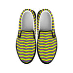 Mardi Gras Fat Tuesday Zigzag Print Black Slip On Shoes