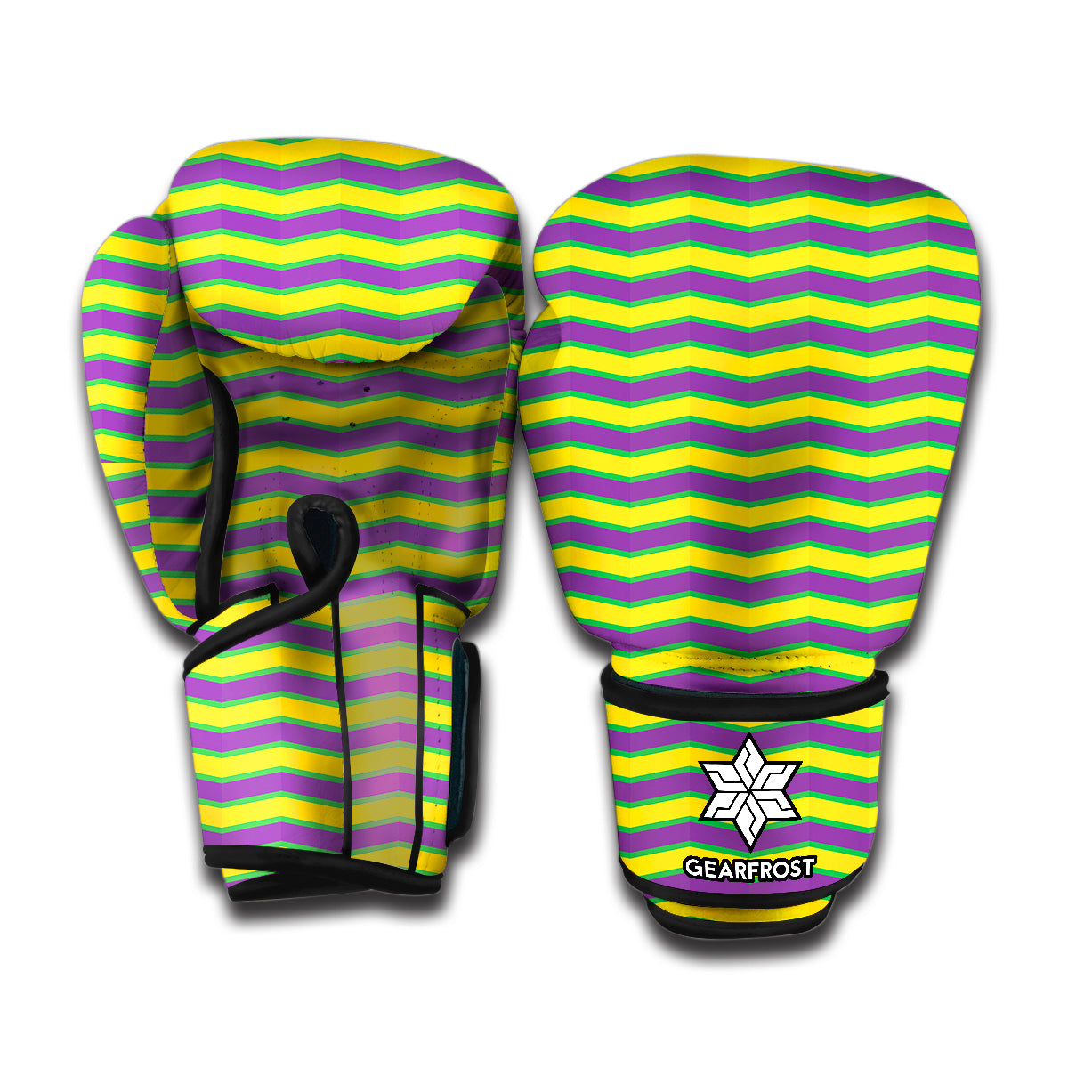 Mardi Gras Fat Tuesday Zigzag Print Boxing Gloves