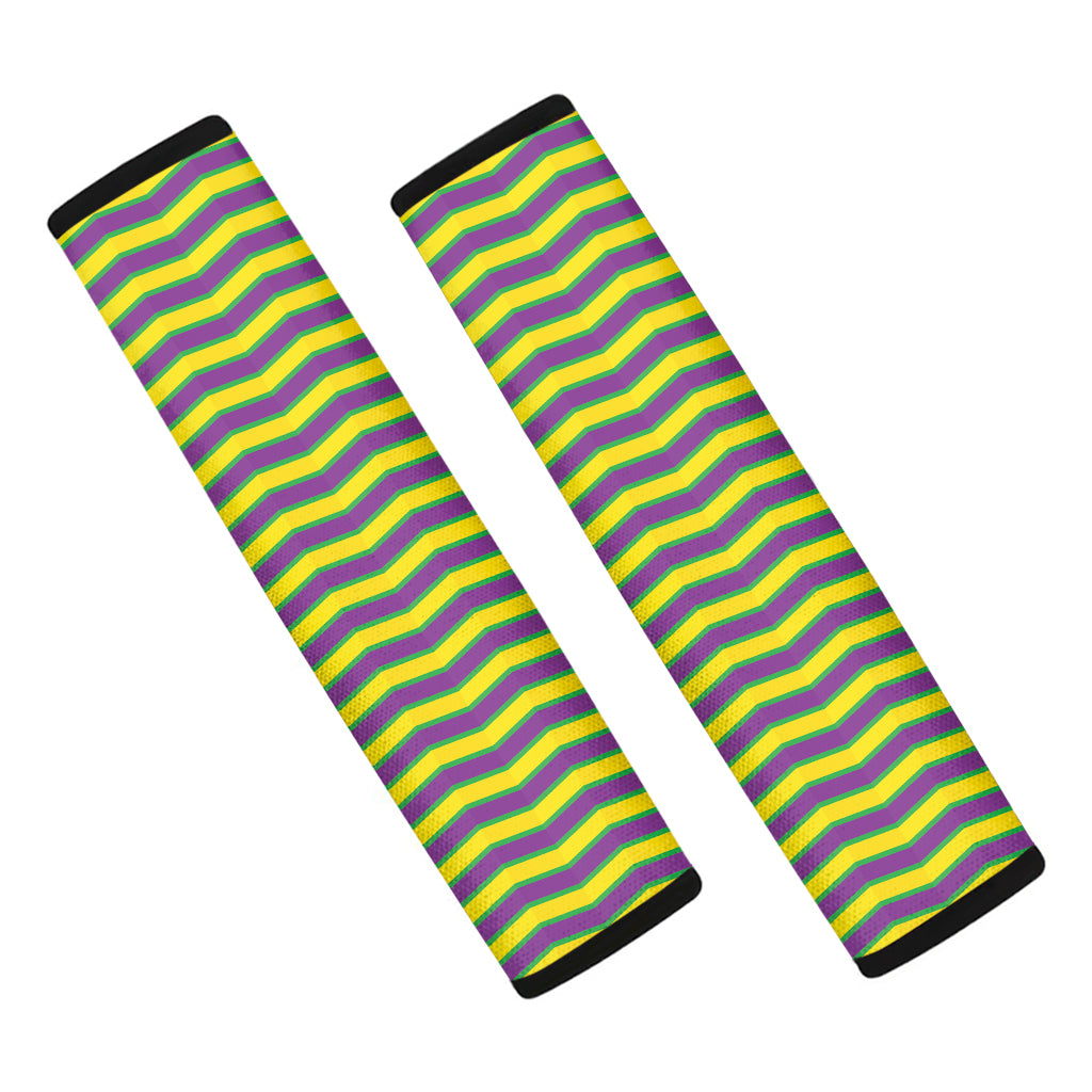 Mardi Gras Fat Tuesday Zigzag Print Car Seat Belt Covers