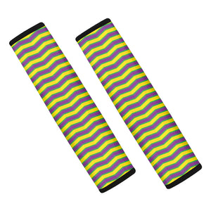 Mardi Gras Fat Tuesday Zigzag Print Car Seat Belt Covers